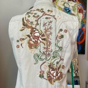 Y2K cream and tan embroidered mini dress LRG